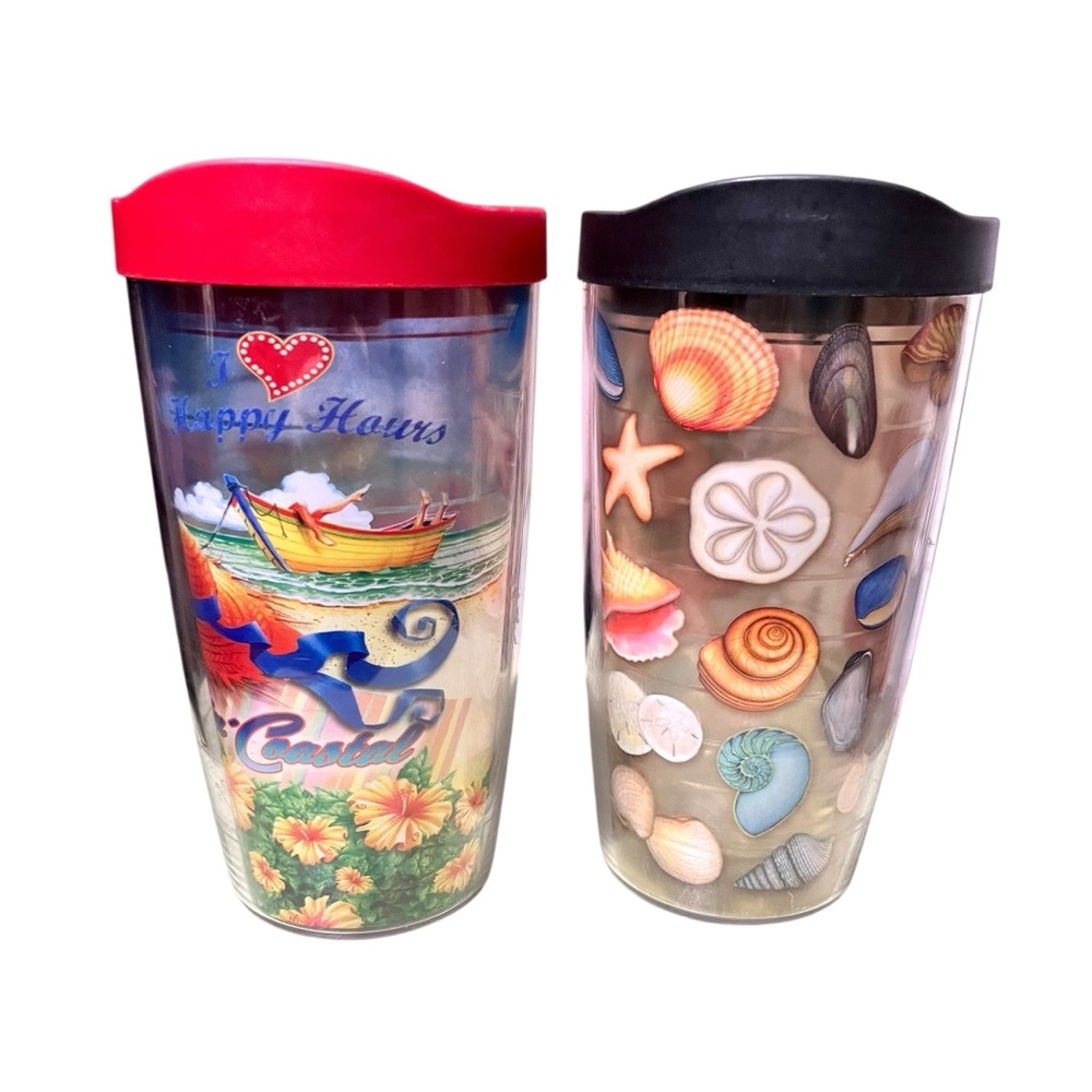 Tervis 18 oz Tumblers Set of Two Beach/Coastal Theme ‘08-‘09